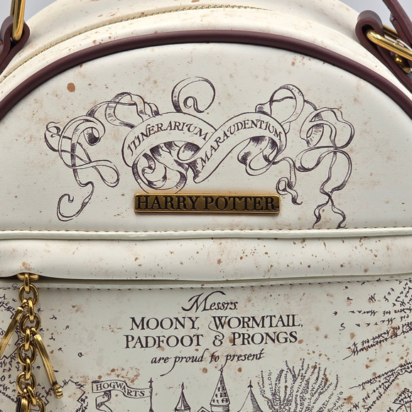 Harry Potter Marauders Map White Brown Mini Backpack Bag New - Picture 9 of 10